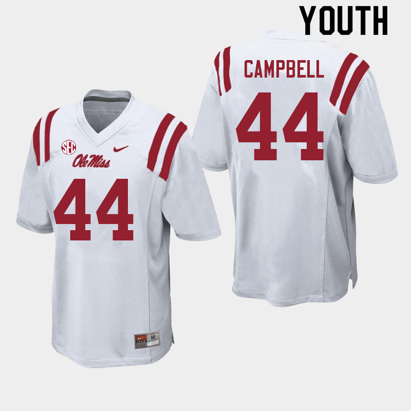 Chance Campbell Ole Miss Rebels NCAA Youth White #44 Stitched Limited College Football Jersey GTP4458SG